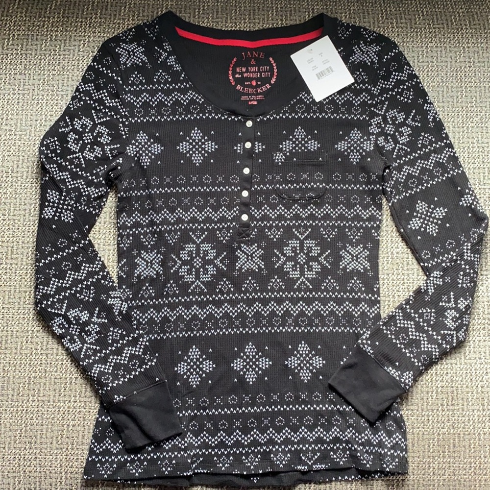 New Jane & Bleecker Thermal Fair Isle PJ Top S